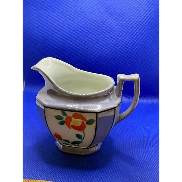 Vintage Bavarian Lusterware China Creamer & Sugar Set With Hand-Painted Floral - Picture 10 of 16
